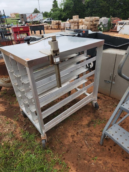 stainless can sorter table with can opener