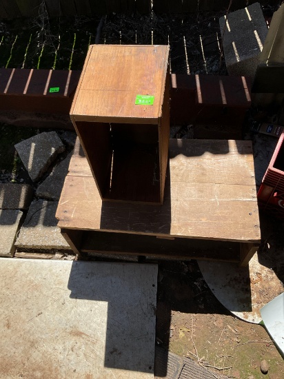 wooden box and step stool