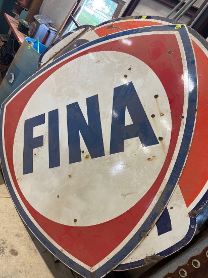 FINA gas oil station sign 6ft tall steel one sided