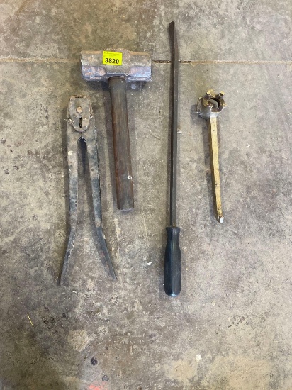 small sledgehammer, prybar and specialty tools