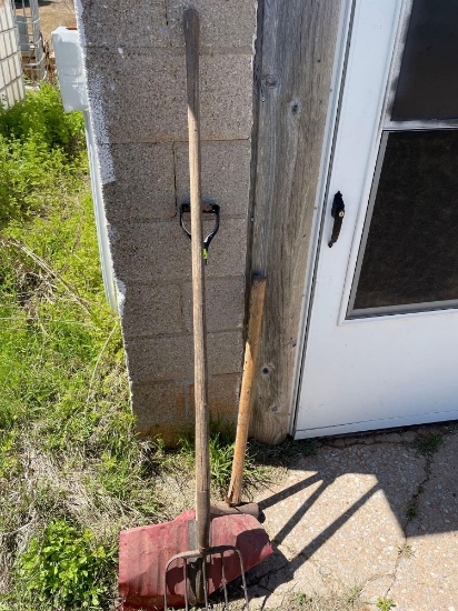 axe, pitch fork, shovel