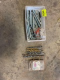 misc nuts and bolts, drill bits, self tapping screws