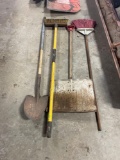 shovel, push bushes and scraper/long handled dust pan