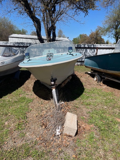 1968 silver line 15 ft v hull inboard boat with trailer