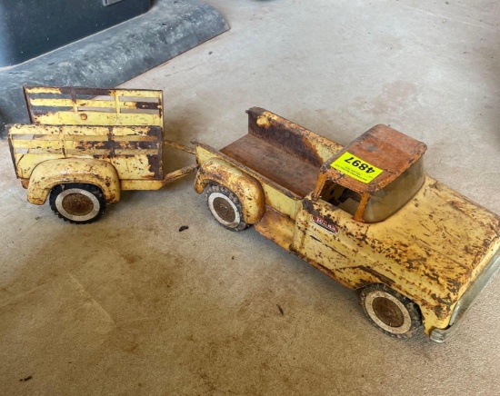 vintage, Tonka, truck and trailer