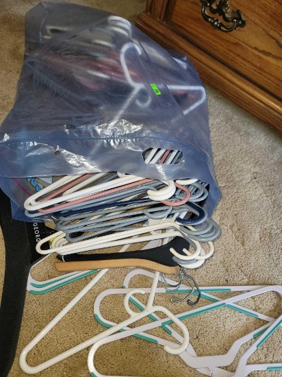 bag of plastic hangers
