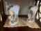 Pair of swan vase and doilies