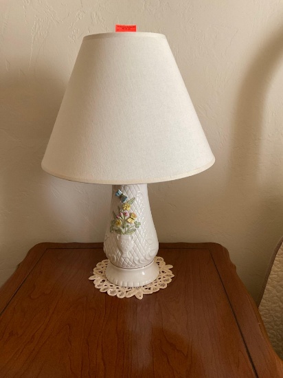 Belleek china. Antique lamp.