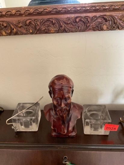 Antique writing pen and ink holder, bust, pen holder