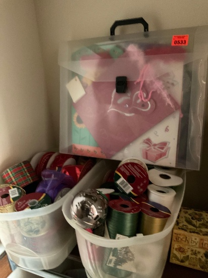 Ribbon, wrapping paper, bows, sacks, boxes