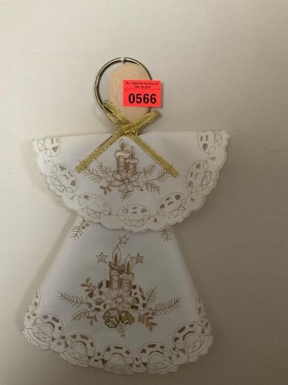 Wall decor, angel dress. Angel made out of a wooden stern spoon and cloth napkin very cute.