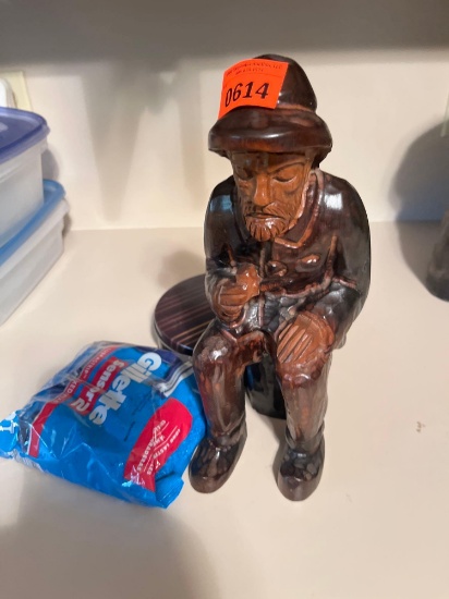 Wooden sculpture, tin, new razors by gillete