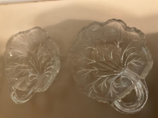 Clear platter with small dessert, plates and salt and pepper shaker