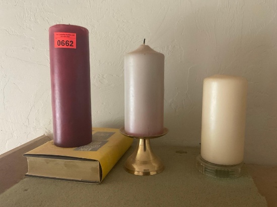 Candles on candle holders.