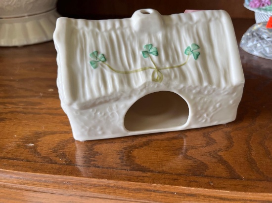 Belleek hand paint Irish Parian China Votive candle holder.