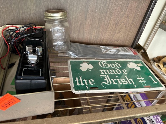 Realistic 40 channel emergency, CB radio made the Irish number one tag wire ties and a quart jar