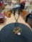 Vintage Double Sided Amber Glass Shaded Table Lamp