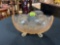 Vintage Footed Amber Carnival Glass Fruit Bowl