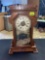 Vintage The Ansonia Clock Co. Carved Wood Mantle Piece Clock with Key and Pendulum