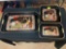 Set of 3 Vintage Japanese Peacock and Floral Painted Black Lacquerware Serving Trays