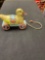 Vintage Roll Around Carved Wood Duck Toy