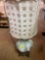 Vintage Green and White Bubble Glass Table Lamp with Large Shade