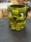 Vintage Green Cat with Bow Tie Cookie Jar