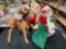 2 Vintage Annalee Mobilitee Christmas Dolls, 1 Santa Doll with Gift Bag and Nice List, and 1 Santa