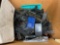 Box Full of Assorted Toy Train Tracks and Parts