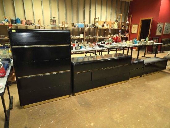 Vintage Lane 4 Piece Black and Gold Design Wood Furniture Set 4 Times The Money