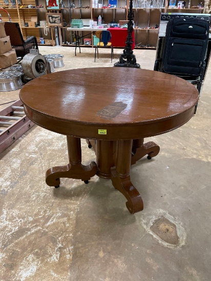 Vintage Oak Wood Roll Around Dining Table