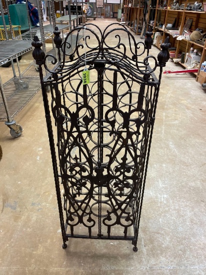 Vintage Ornate Wrought Iron 20 Bottle Wine Rack