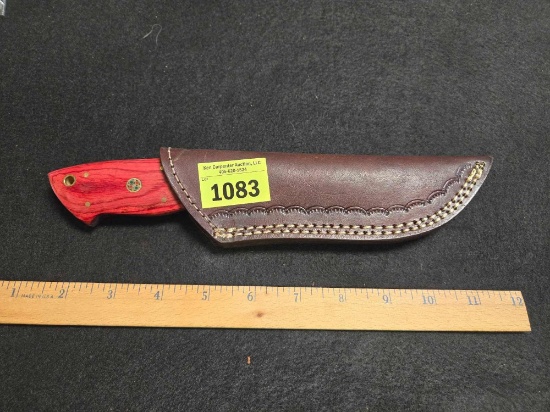Hand Made Hunting Knife with Custom Made Leather Sheath.