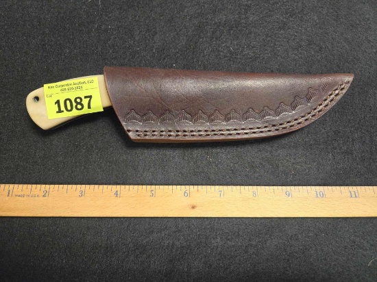 Hand Made Hunting Knife with Custom Made Leather Sheath.