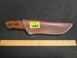 Hand Made Hunting Knife with Custom Made Leather Sheath.