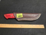 Hand Made Hunting Knife with Custom Made Leather Sheath.