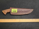 Hand Made Hunting Knife with Custom Made Leather Sheath.