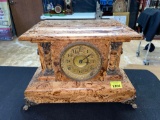 Vintage Seth Thomas Brass Footed Adamantine Mantle Piece Clock No Key