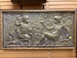 Vintage Angels with Wine in Grape Garden Embossed Wall Plaque