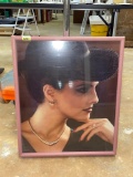 Vintage Pink Light Up Display Case with Posing Model Picture
