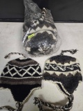 1- 12 Count Bag of New, Assorted Styles, 100 percent Wool, Cold Weather Hats. Made in Nepal.