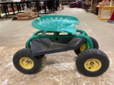 Green and Yellow Rotating Seat Roll Around Garden Stool
