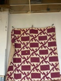 Large White and Maroon Quilt