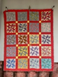 Large Multi Colored Pinwheel Pattern Quilt