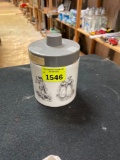 Vintage Echt Opaline White Glass Farm Design Canister with Lid