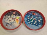 2- Metal, Coca-Cola, Christmas Serving Trays. Both one Money.