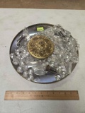 Brass, Mirrored, Cieling Chandelier Light with Hardware and Crystals.