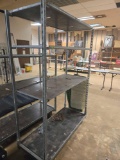 4 Shelf Metal Storage Shelves on Casters. Approximately 22 inches Wide, 51 Inches Long, and 76