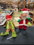 2 Vintage Annalee Mobilitee Christmas Dolls, 1 Santa Doll, and 1 Relaxing Elf Doll
