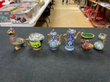 6 Vintage Metal Oriental Style Miniature Teapots